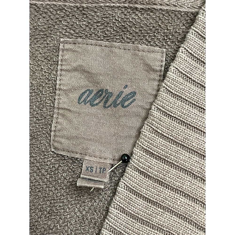 Aerie Down-To-Earth Henley Oversized Brown Hoodie, size XS - Picture 3 of 8